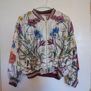 Anthropologie Elevenses Rubie Floral Bomber Jacket